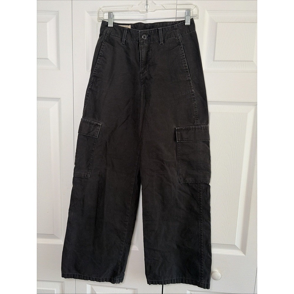 Levi's Premium Loose Cargo Pants Womens Size 23 Black Wide Leg Cotton Y2K